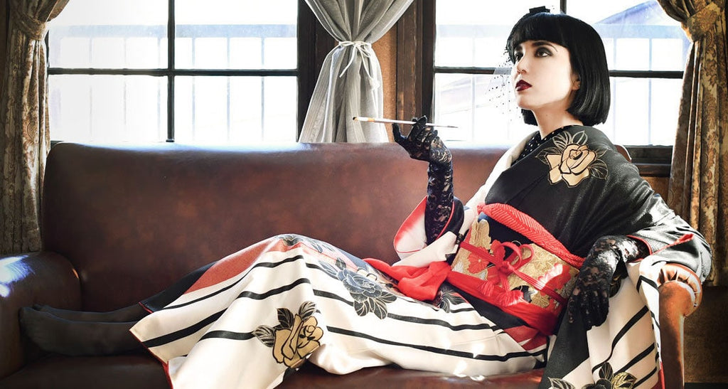 「レトロ着物撮影」Kimono flapper girl photo shoot