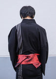 Mens Jersey Stripe Kimono - black gray