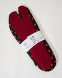Japanese stretch tabi socks - polka dot black red