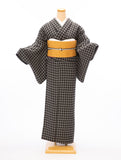 Jacquard Houndstooth Kimono Black Monotone - O's Boutique