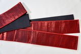 Mens kaku obi belt - red or black metallic stripes and circles