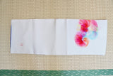 White Nagoya obi kimono belt rainbow water color flower